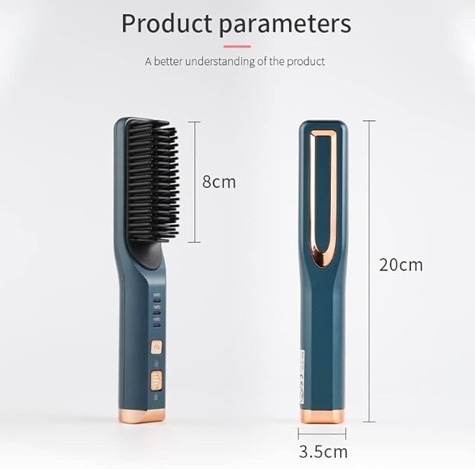 Heating Straight Hair Brush Fast Styling Portable Wireless Hair Flat Irons Straightening Comb USB Rechargebattery (Color : Black)