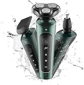 Mens Electric Shaver Razor Beard Trimmer Rotary Shaver Cordless Sideburn Trimmer Nose Trimmer Wet Dry Shaver Waterproof USB Rechargeable 3 in 1