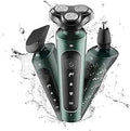 Mens Electric Shaver Razor Beard Trimmer Rotary Shaver Cordless Sideburn Trimmer Nose Trimmer Wet Dry Shaver Waterproof USB Rechargeable 3 in 1