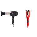 CHI Rocket Hair Dryer &amp Spin N Curl Ceramic Rotating Curler Ruby Red. Ideal for Shoulder-Length Hair Between 6-16” inches.