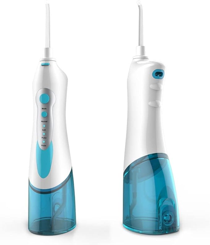 Water Flosser Portable Dental Oral Irrigator with 3 Modes 4 Replaceable Jet Tips Rechargeable Waterproof Teeth Cleaner for Home and Travel - 180ml Reservoir (Color : Blue)