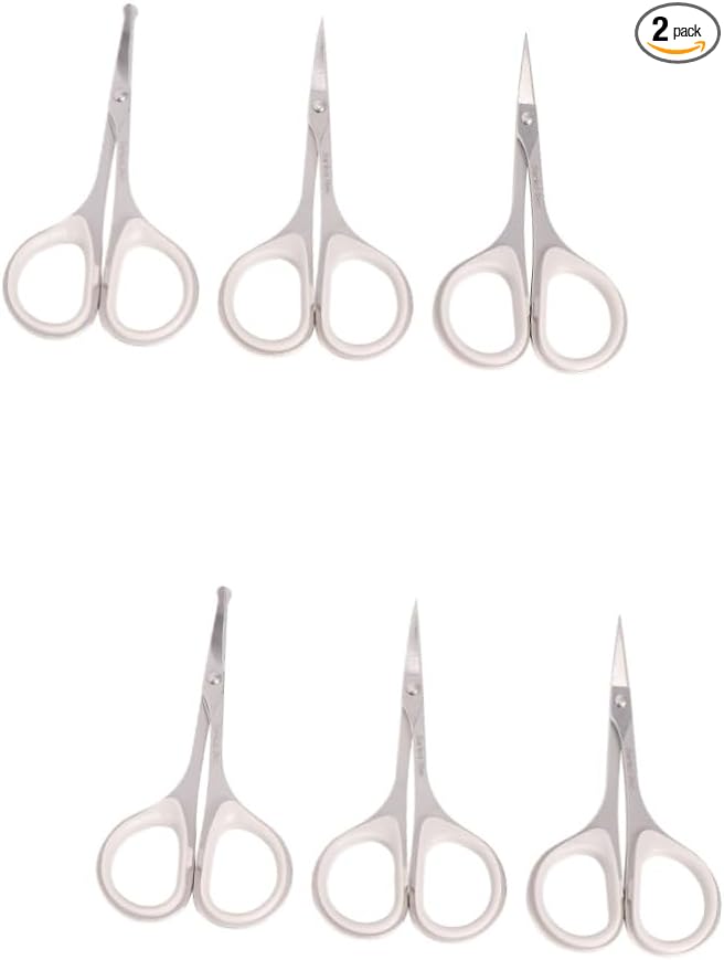 Baluue 6pcs Nose Hair Scissors for Women Men Eyebrow Trimmer Vibrissa Scissor Stainless Steel Scissors Beauty Care