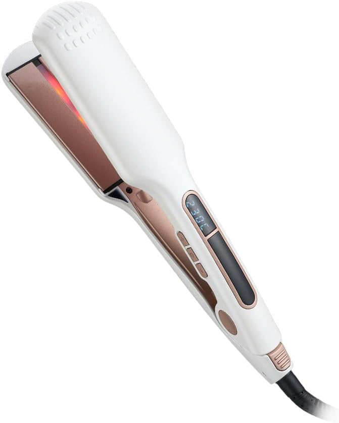 Electric Splint Infrared Splint Ceramic Multi-Function Curler Hair Straightening Plate Straightener (White)