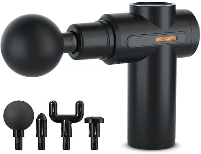 Massage Gun Deep Tissue Back Massage Gun for Athletes for Pain Relief Attaching 4 PCS Specialized Replacement Heads Percussion Massager with (Black)