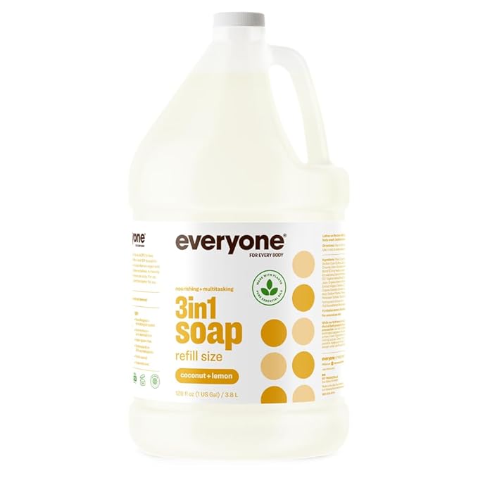 Everyone 3-in-1 Soap Body Wash Bubble Bath Shampoo Bundle with 1 Gallon Coconut Lemon and 2 Pack 32 Ounce Orange Squeeze Kids