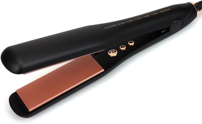 Professional Hair Straightener with Ceramic Coating Plates Black and Rose Gold Fast PTC Heater Technology 2-in-1 Straightening and Curling Iron