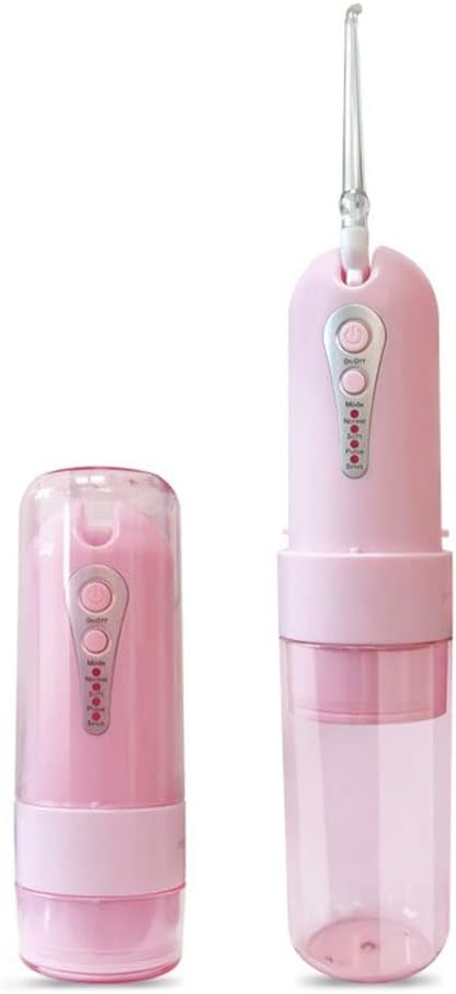 Water Dental Flosser for Teeth Portable 200ML Water Teeth Cleaner Picks 4 Cleaning Modes 5 Jet Tips IPX7 Waterproof USB Rechargeable Water Dental Picks for Cleaning (Color : Pink)