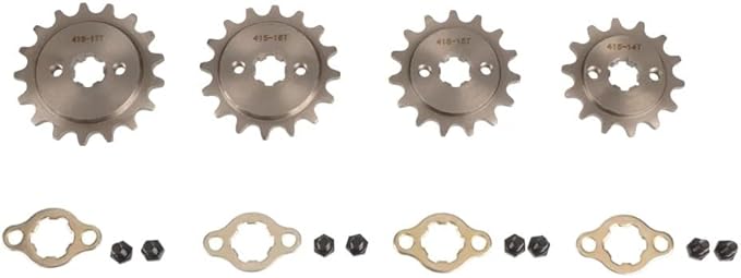 Fit For 415# 17MM Tooth NO. 14T 15T 16T 17T Item Diameter : 1.7cm Item Weight : 0.16kg Item Height : 1cm Item Width : 10cm Item Length : 10cm Replacement parts(15T)