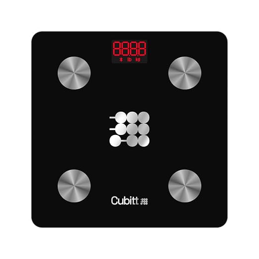 CUBITT Smart Digital Weight Scale 13 Body Composition Analizer BMI Muscle Mass Body Fat Scale with Smartphone App sync with Bluetooth (Black)