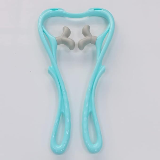Cervical Spine Neck Massager Manual Kneading Fitness Handheld Mini Clip Neck Cervical Spine Massager Elderly (Thumb swan Shape Blue)
