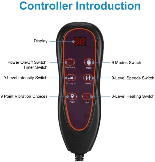 Full Body Electric Massage Mat with Heat Vibration Pad Cushion Back Massager with Neck Pillow 10 Motors 3 Timers Anti-Slip