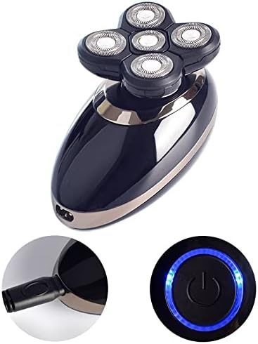 Head Shavers for Bald Men Five Floating Head 4D Shavers USB Rechargeable For Men Washable Hair Clipper Nose Ear Hair Trimmer Shaving Beard Machine 3 in 1 (Color : P93099-B)
