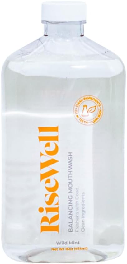 RiseWell Balancing Mouthwash - pH Balancing Alkaline Alcohol Free Mouthwash - Dentist Developed Dry Mouth Rinse - No Added Fluoride and SLS-Free - Fresh and Cool Breath - Wild Mint 16 Oz