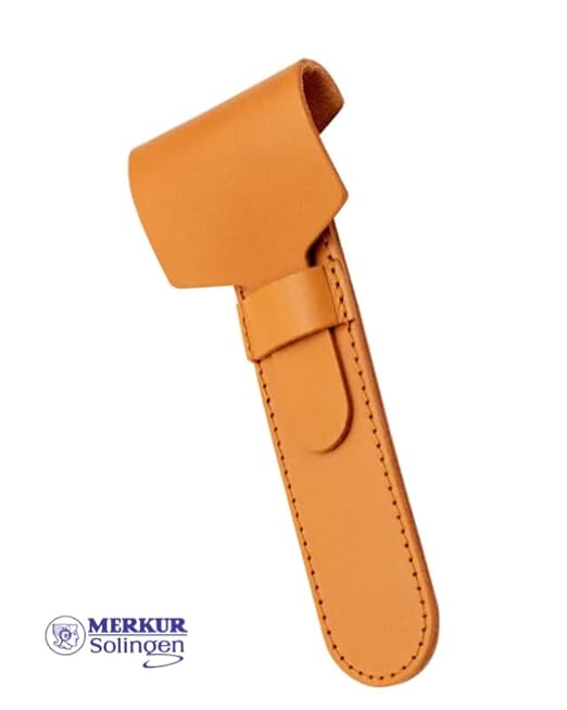 MERKUR 5001 Brown Leather Razor Case Vegetable-Tanned Cowhide Precision Fit for MERKUR Safety Razors 23C 25C 24C &amp 22C Protective Travel Sleeve Germany Craftsmanship
