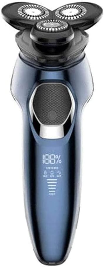 Electric Shavers for Men Mens Electric Razor Dry Wet Waterproof Man Rotary Facial Shaver USB Rechargeable Led Display Blue