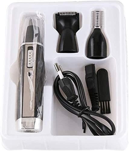 Trimmer with Interchangeable Heads for Nose Ear Eyebrow &amp Other Detailing – Rinseable Blades for Hygienic Grooming &amp Easy Cleaning