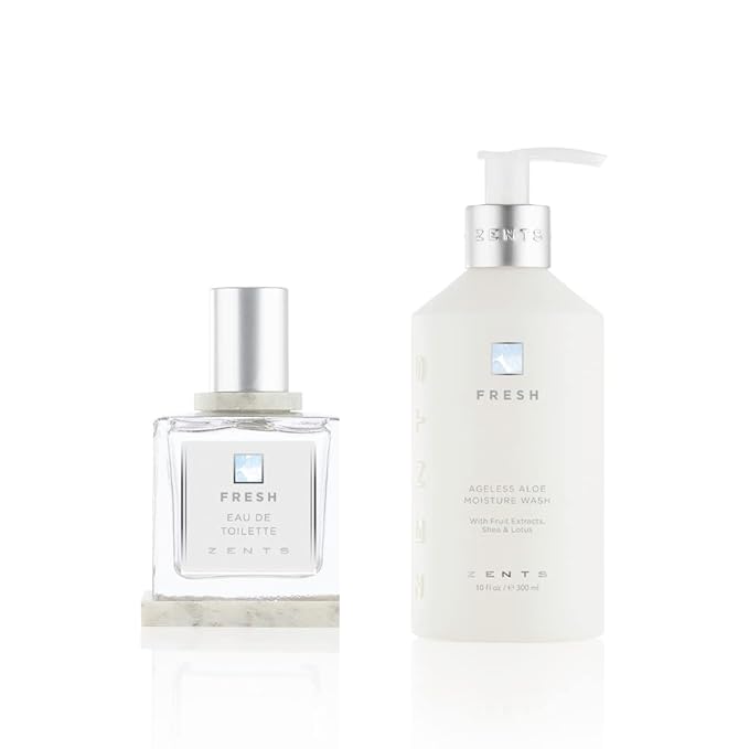Zents Eau de Perfume (Fresh) &amp Hand &amp Body Wash Set | Linden Blossom Cucumber &amp Lemon | Moisturizing Anti-Aging Cleanser with Organic Shea Butter &amp Aloe | 1.69 oz &amp 10 oz