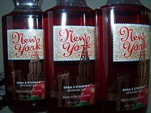 Lot of 3 Bath &amp Body Works New York Big Apple &amp Caramel Shea &amp Vitamin E Shower Gel 10 fl oz each (New York Big Apple &amp Caramel)