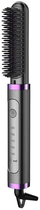 Electric Professional Hair Straightener Brush Curling hot Comb Purple