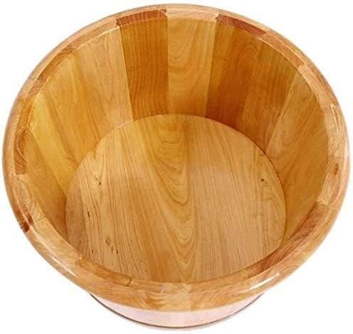 Foot TubHome Solid Cypress Wood Acupuncture Points Massage Foot Basin Foot Spa Wooden Tub with Cover Foot Bath Soaking Tub Movable Universal Wheel
