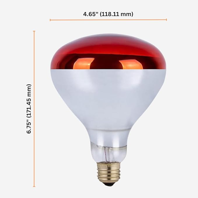Shadid 250 Watt Heat Lamp R40 Red Flood Light Bulb Infrared Heat Lamp for Chickens Livestock Food Service Heat Therapy Reflector 24 Pack 15251-RD