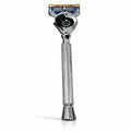 Flex Ball Handle Shaving Razor – All Chrome Long Handle Razor with Flex Pivot Technology &amp Diamond Knurled Grip for Men’s Precision Shaving