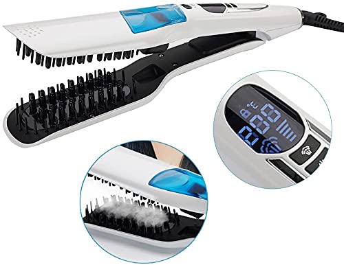Negative Ions Hair Straightening Brush Fast Heat up for Thick Coarse Long Hair - White