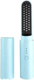 Portable Brush Styling Hair Care 2-in-1 Straightening Curling Drying Portable Brush Heated Hair Brush Adjustable Temperature Anti-Scald Cordless Hair Straightener (Blue)
