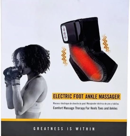 Electric Foot Ankle Massager with Heat Therapy Adjustable Wrap Design for Pain Relief and Comfort