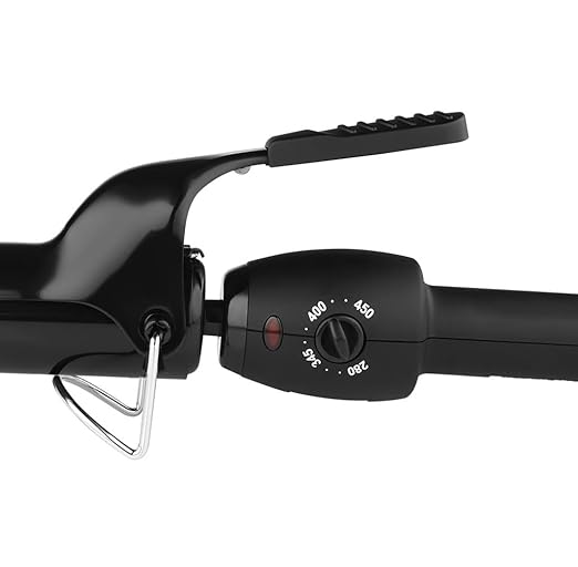 StyleCraft Stay-Temp Black Gold Professional Curling Iron with Extra-Long Thumb Grip Extended Barrel Marcel