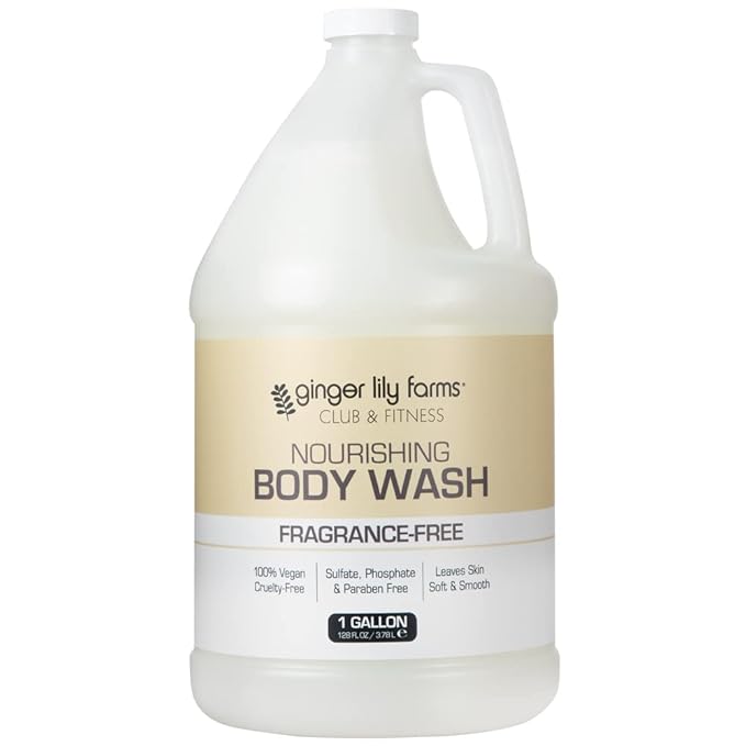 Ginger Lily Farms Club &amp Fitness Body Wash + Shampoo + Conditioner Bundle Fragrance Free