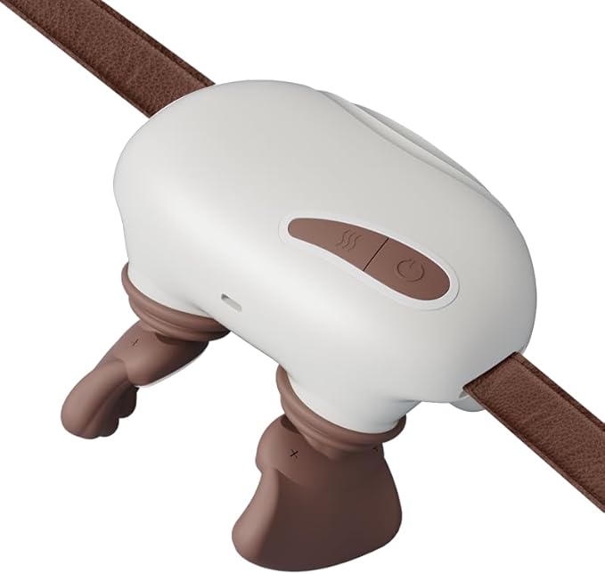 Bionic Heated Massager Portable Shiatsu Neck and Back Massager Electric Deep Tissue 4D Kneading Massage Simulated Human Hand Design for Pain Relief and Muscle Relax (Beige)