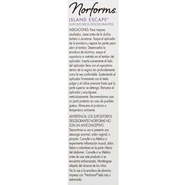 Norforms Feminine Deodorant Suppositories Long Lasting Odor Control Island Escape Scent 12 Count (Pack of 11)