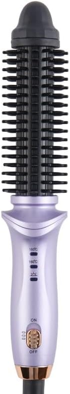 Curling Iron Brush for Short Long Hair Hair Curling Brush Long Barrel Tourmaline Ceramic Dual Voltage Curling Brush Iron with Anti-Scald Bristles (Purple)