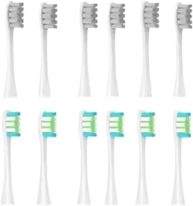 8/12Pcs Soft Vacuum Bristle Toothbrush Heads for Electric Sonic Replacement Brushes(6grey 6Wwhite)