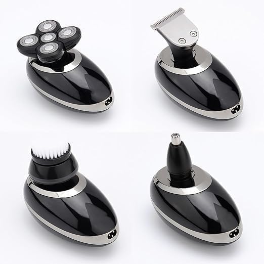 Electric Shavers for Bald Men 4 in 1 Electric Shaver Beard Trimmer Razor Nose Trimmer Grooming Kit Waterproof Rechargeable Shaving Machine for Men