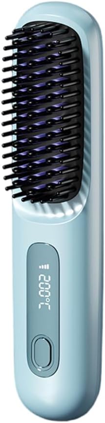 2025 Cordless Hair Straightener Brush – 3 Heat Settings USB Rechargeable 2-in-5 Straightener &amp Curler Ionic Anti-Static for All Hair Types