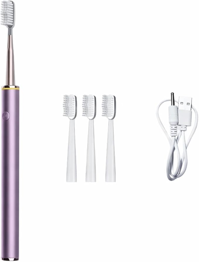 Electric Toothbrush for Adults Rechargeable Cordless Power Toothbrush with 3 Modes 4 Brush Heads 2-Min Timer Electric Tooth Brush Adult Purple or Silver (Purple)