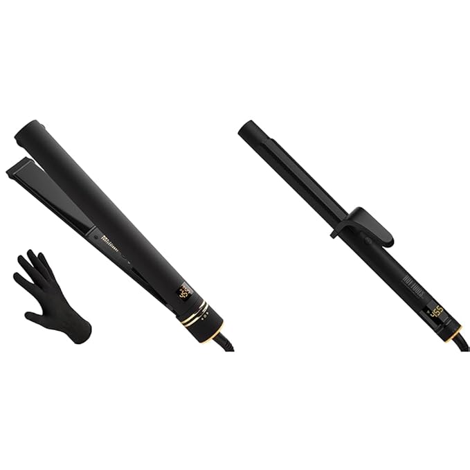 Hot Tools Black Gold Evolve Ionic Flat Iron and Curling Iron | Long-Lasting Curls Defined Waves (1 in)