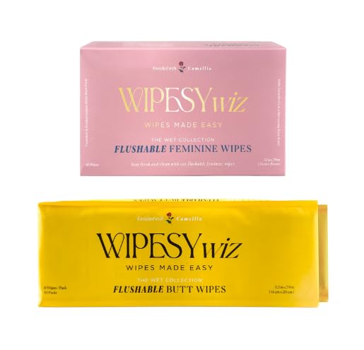Butt &amp Feminine Wipes Bundle – Flushable PH Balanced Plant-Based Wet Towels for Women &amp Men – 10x8 Butt Wipes + 40 Feminine Wipes – Travel-Friendly Hygiene Essentials