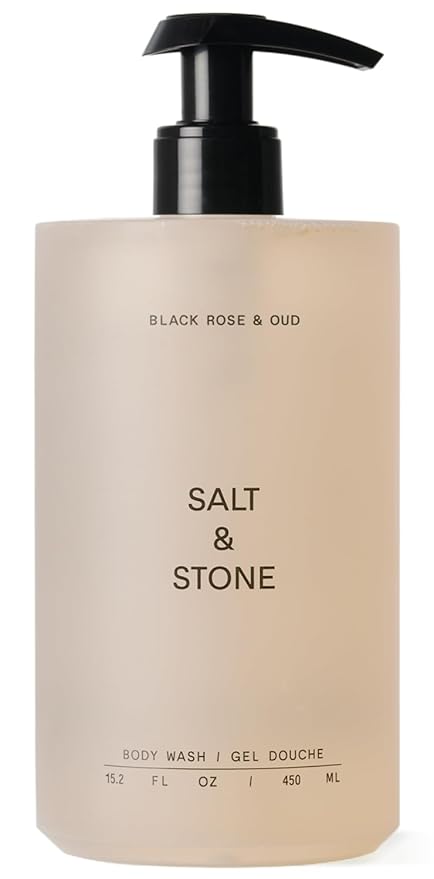 Salt &amp Stone Body Wash with Antioxidants for Deep Moisture | For Women &amp Men Sulfate Paraben &amp Dye Free Leaving Skin Soft and Hydrated | Black Rose &amp Oud 15.2 fl oz