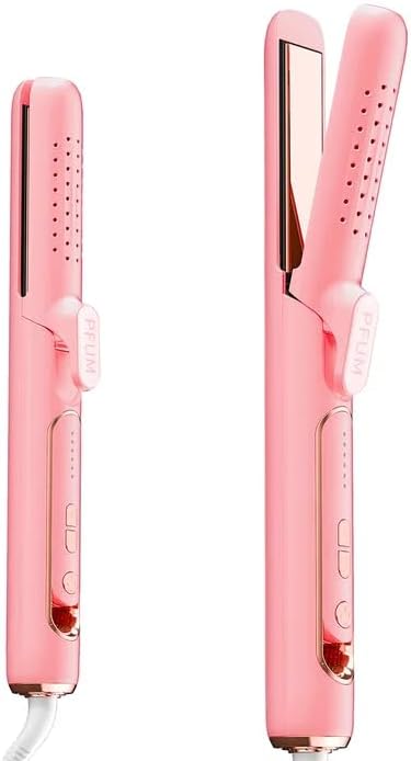 2 in 1 Hair Straightener and Curler Dual Voltage &amp Adjustable Temps 360° Curling Wand - Titanium Flat Iron Hair Straightener for Long-Lasting Curls and Straightener Airflow Styler Curling Iron