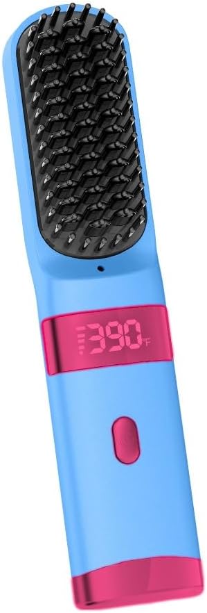 Cordless Hair Straightener Brush Portable on The go Comb for Travel USB chargingTwo Power sources30s Fast HeatingLCD Large Screen Display (21)