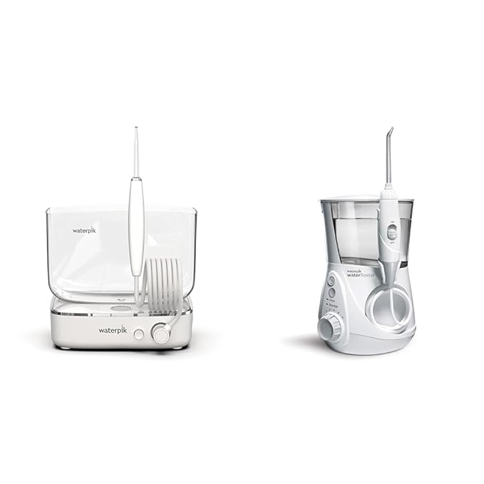 Waterpik Sidekick Portable Water Flosser Perfect for Travel &amp Home White/Chrome &amp Aquarius Water Flosser Professional for Teeth Gums Braces Dental Care