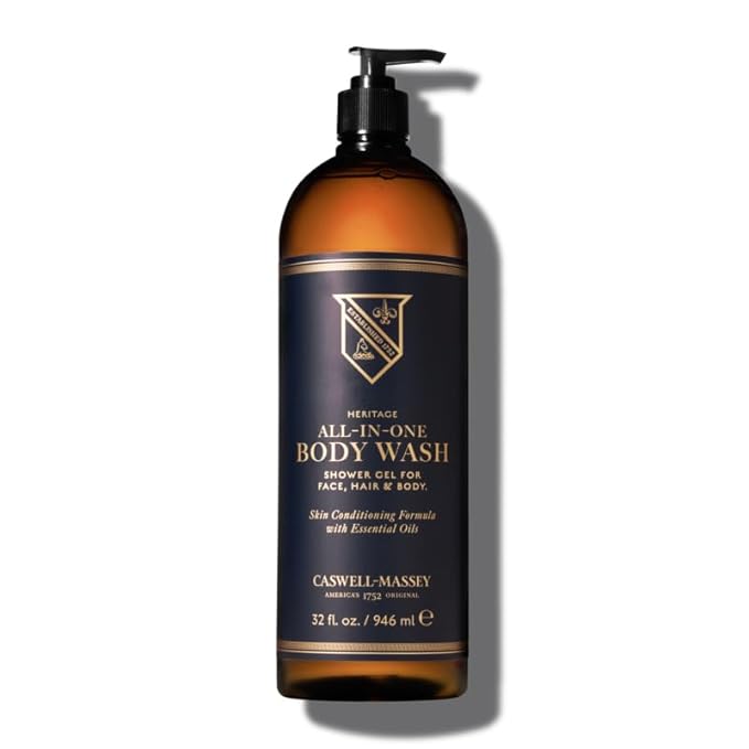 Caswell-Massey All-in-1 Body Wash Use as a Face Wash Beard Wash Shampoo Body Wash &amp Shave Gel Signature Heritage Soap for Men Made in USA 32 Fl Oz