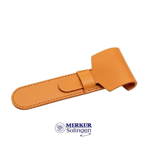 MERKUR 5001 Brown Leather Razor Case Vegetable-Tanned Cowhide Precision Fit for MERKUR Safety Razors 23C 25C 24C &amp 22C Protective Travel Sleeve Germany Craftsmanship