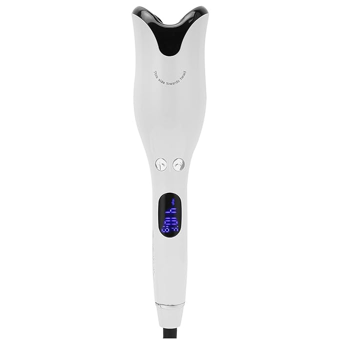 Automatic Curling Iron Wand with LED Display Constant Temperature Hair Curler Double Insulated Design Safety Auto Shut Off Ceramic Barrel Curling Iron White(US)