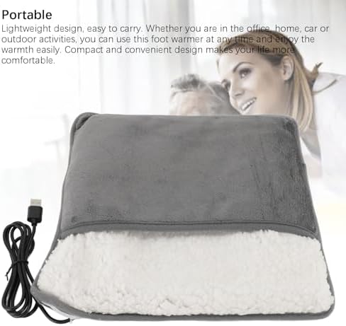 Foot Massager Heated Foot Warmer Washable Soft Heated Slippers Portable Feet Warmer Heating Pad Foot Warmers for Feet with Constant Temperature USB for Men and Women Foot Heating Pad