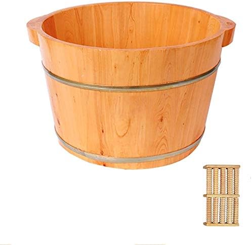 Foot Spas for Home Use Solid Wood Natural Thicken Foot Basin Wooden Foot Bath Foot Barrel Wooden Spa Massage Solid Wood Foot Tub Household Items Decoration (Size : 26cm)