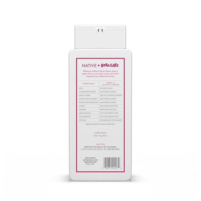 Native Body Wash Limited Edition Berry Blossom Tea Sulfate Free Body Wash for Women &amp Men Boba Café 18 fl oz with Travolle Dispenser Pump